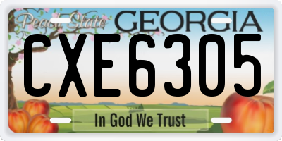 GA license plate CXE6305