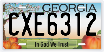 GA license plate CXE6312