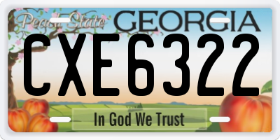 GA license plate CXE6322