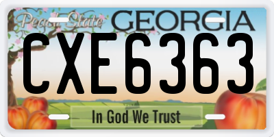 GA license plate CXE6363