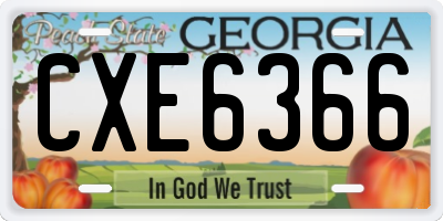 GA license plate CXE6366
