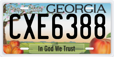 GA license plate CXE6388