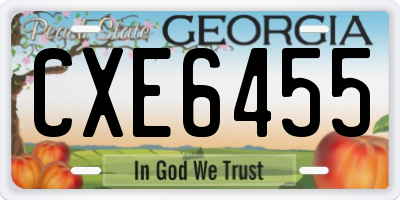 GA license plate CXE6455