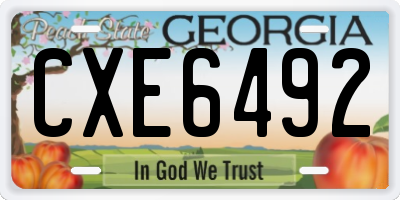 GA license plate CXE6492