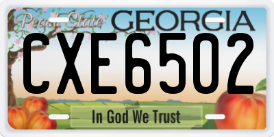 GA license plate CXE6502