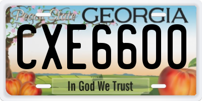 GA license plate CXE6600