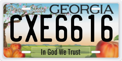 GA license plate CXE6616