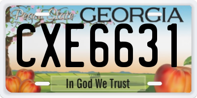 GA license plate CXE6631