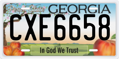 GA license plate CXE6658