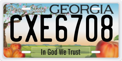 GA license plate CXE6708