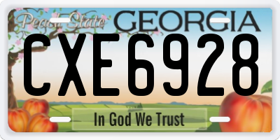 GA license plate CXE6928