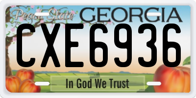 GA license plate CXE6936
