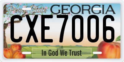 GA license plate CXE7006