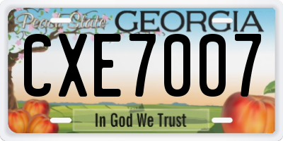 GA license plate CXE7007
