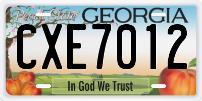 GA license plate CXE7012