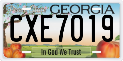 GA license plate CXE7019