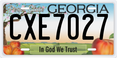 GA license plate CXE7027