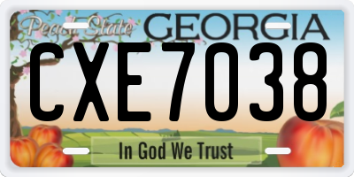 GA license plate CXE7038
