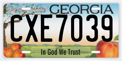 GA license plate CXE7039