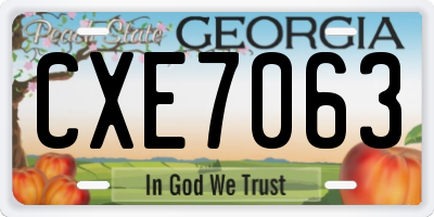 GA license plate CXE7063