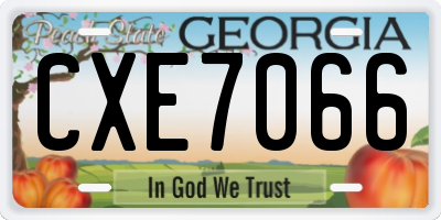 GA license plate CXE7066