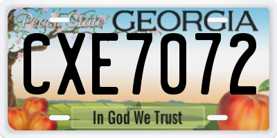 GA license plate CXE7072