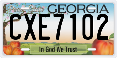 GA license plate CXE7102
