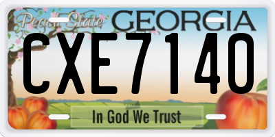 GA license plate CXE7140