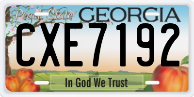 GA license plate CXE7192