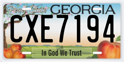 GA license plate CXE7194