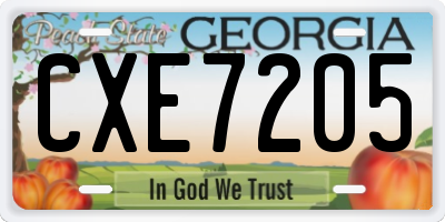 GA license plate CXE7205