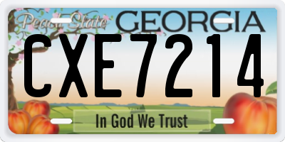 GA license plate CXE7214