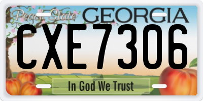 GA license plate CXE7306