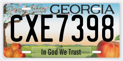 GA license plate CXE7398