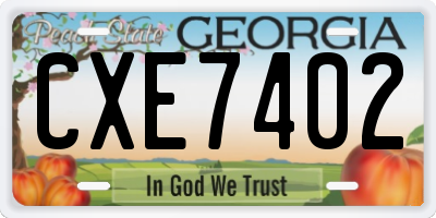 GA license plate CXE7402