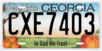 GA license plate CXE7403