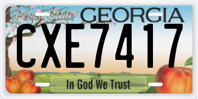 GA license plate CXE7417