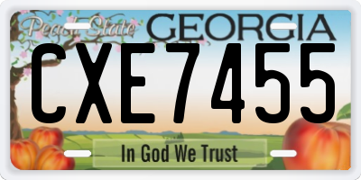 GA license plate CXE7455