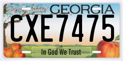 GA license plate CXE7475