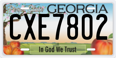 GA license plate CXE7802