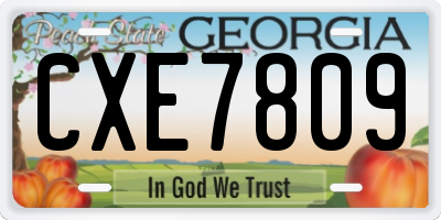 GA license plate CXE7809