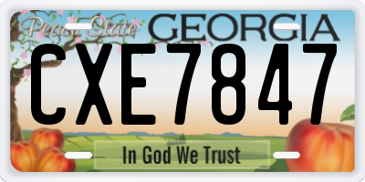 GA license plate CXE7847