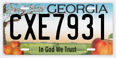 GA license plate CXE7931