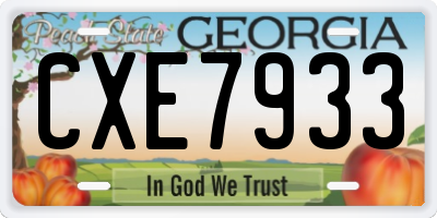 GA license plate CXE7933