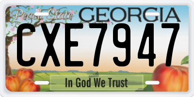 GA license plate CXE7947
