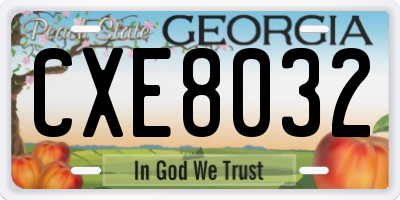 GA license plate CXE8032