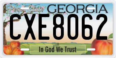 GA license plate CXE8062
