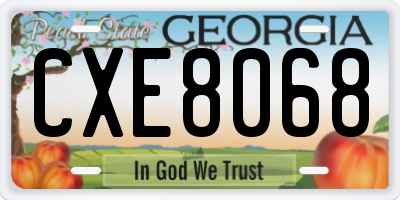 GA license plate CXE8068
