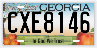 GA license plate CXE8146
