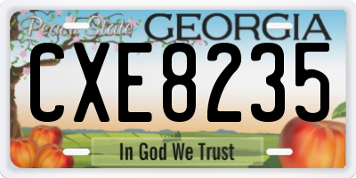 GA license plate CXE8235